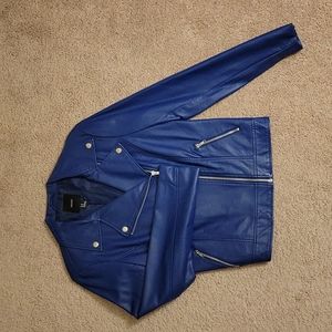Forever 21 Faux Leather Jacket in Blue